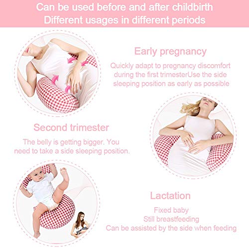 ComfyPro Side Sleeper Pregnancy Wedge Pillow, Cozy Belly and Pregnancy Support Pillow in Rose Pink Check - ComfyPro Canada
