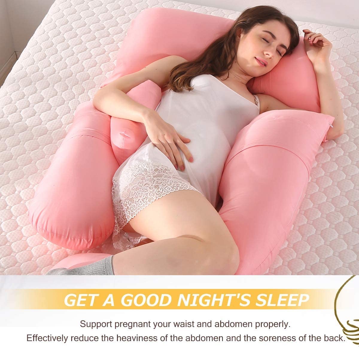 Pink G-Shaped Pregnancy Pillow Full Body Maternity Pillow - ComfyPro Canada
