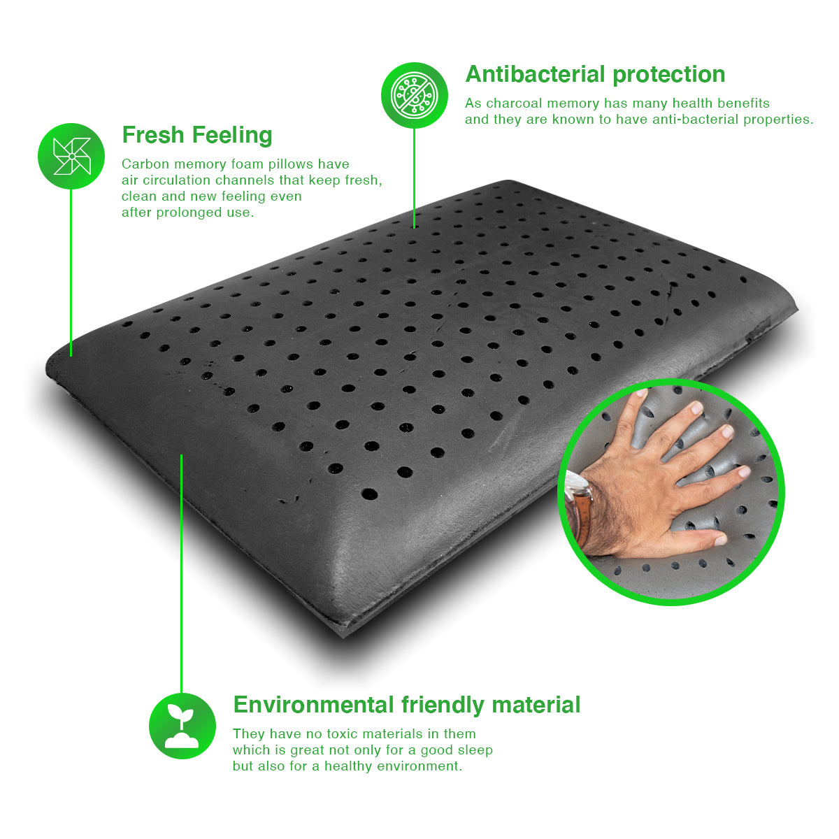 Charcoal Infused Memory Foam Pillow with Ultra-Soft Bamboo Cover - ComfyPro Canada