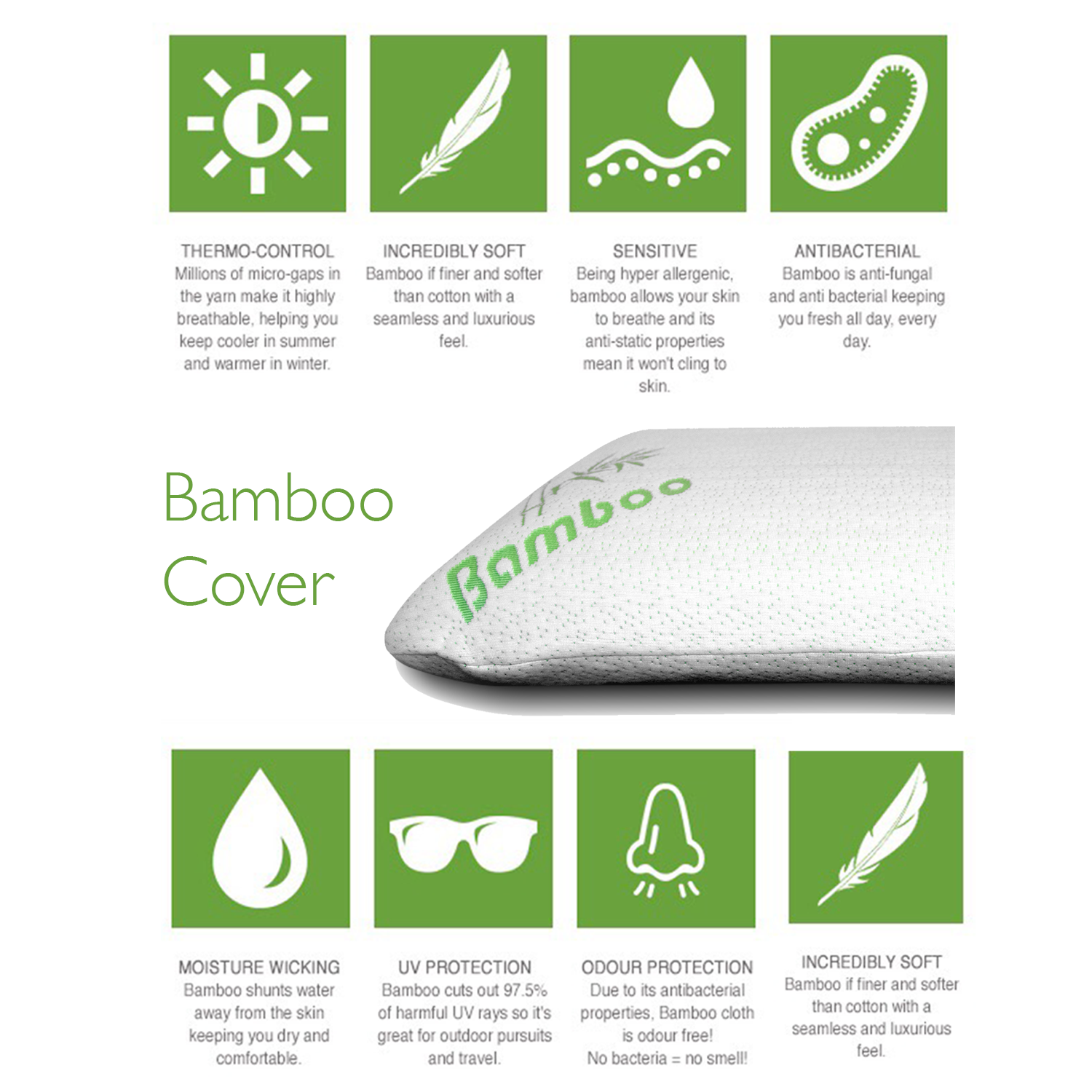 Charcoal Infused Memory Foam Pillow with Ultra-Soft Bamboo Cover - ComfyPro Canada