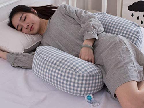 ComfyPro Side Sleeper Pregnancy Support Body Pillow, Cozy Belly and Back Support Pillow in Grey Check - ComfyPro Canada