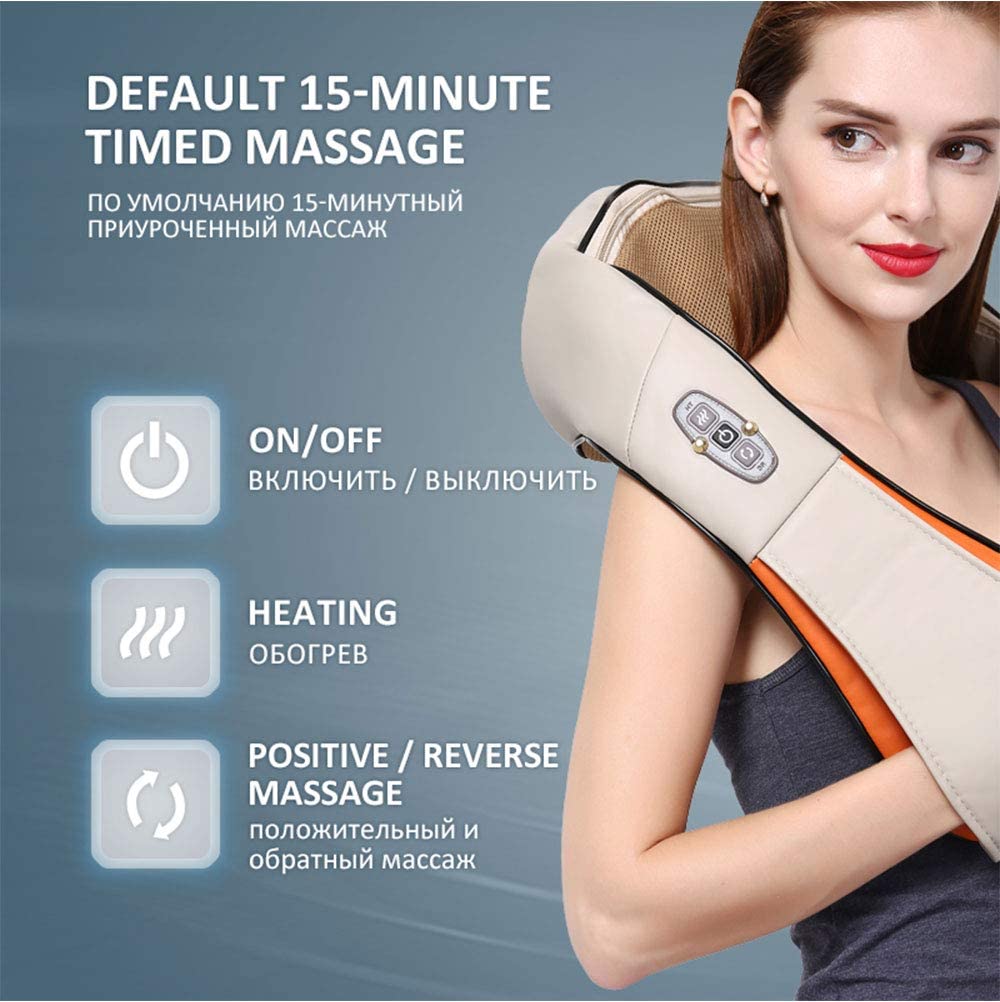 Shiatsu Electric Neck Massager & Shoulder Massager with 3D Kneading Massage - ComfyPro Canada