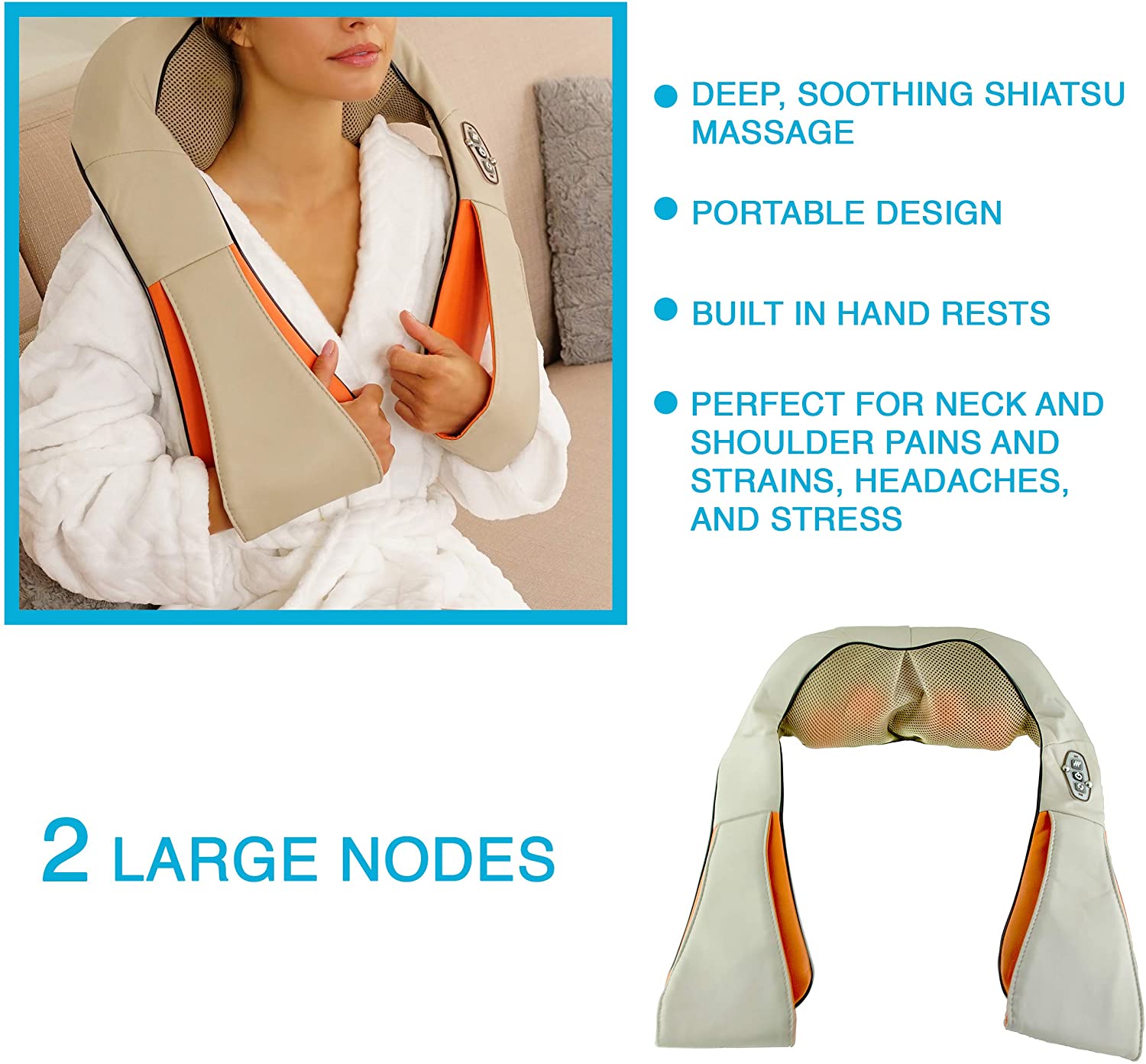 Shiatsu Electric Neck Massager & Shoulder Massager with 3D Kneading Massage - ComfyPro Canada